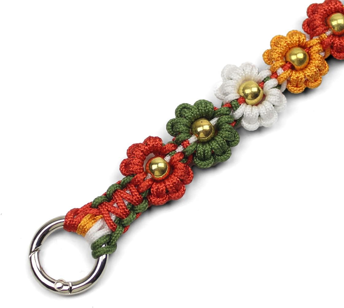 Cute Handmade Paracord Dog Collar – Unique Hand-Braided Christmas Holiday Tone Multi-Color Flower Design Pet Accessory for Medium Dogs Fit 12-16" Neck Size M