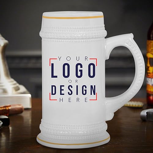 Miniatura 2 de Jarra de cerámica blanca personalizada de 18 onzas  Taza de cerveza  Taza de cerveza personalizada para hombres  Regalo para papá  Regalo de