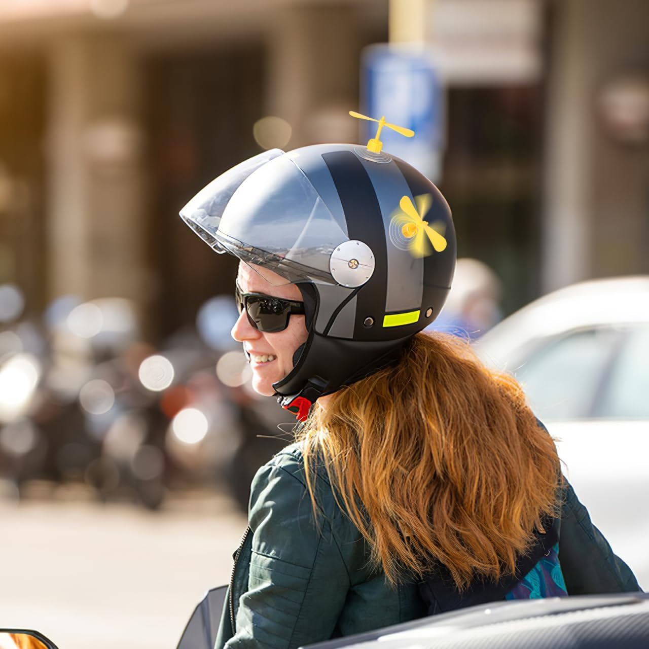 Duokon Bike Helmet Propeller, Decorative Helmet Suction Cup Rubber and Plastic Motorcycle Helmet Propeller(Yellow) : Automotive