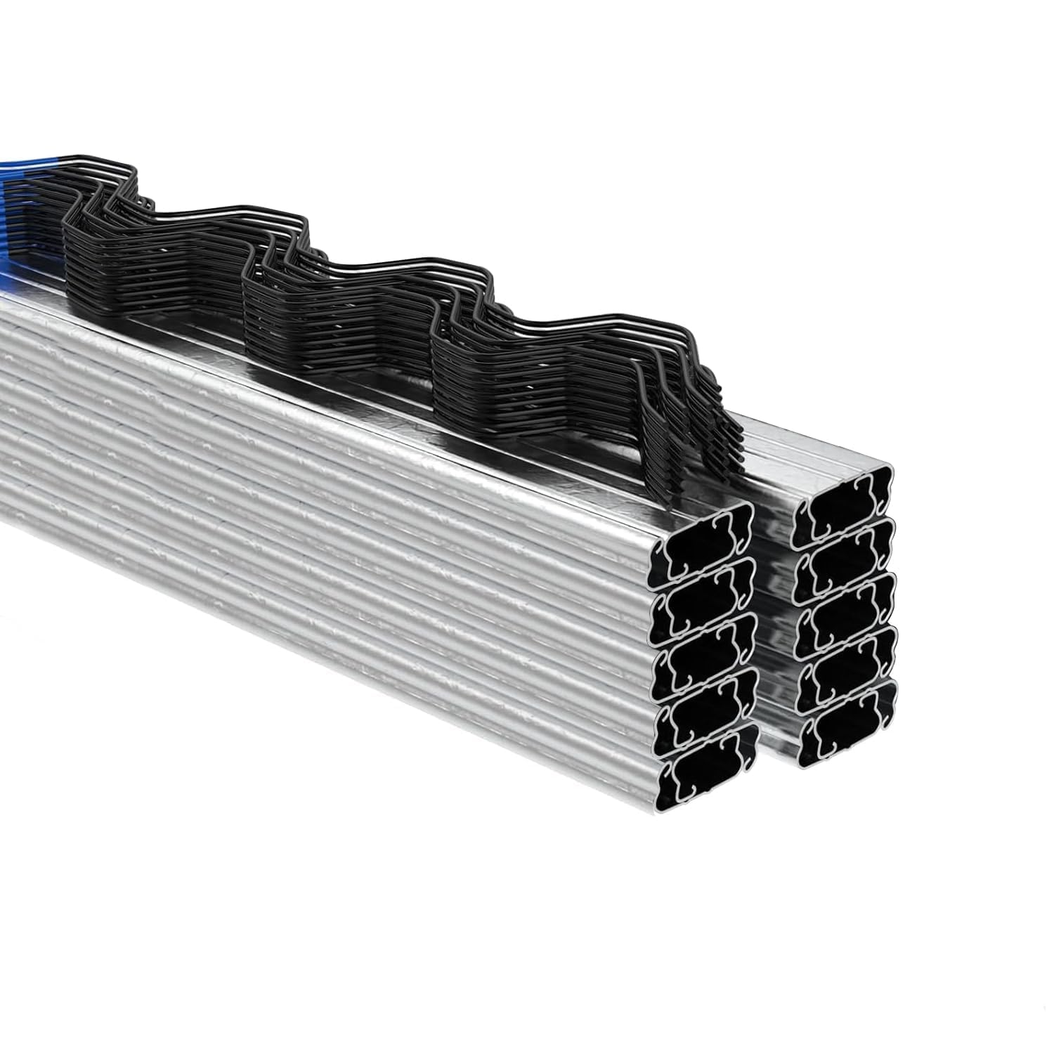 Garvee 40m Greenhouse Lock Channel and Wiggle Wire Kit, 20-Pack 2m Heavy Duty Galvanised Steel u-Channel & PVC Coated Spring Wires for Polytunnel Cover, Shade Cloth & Netting