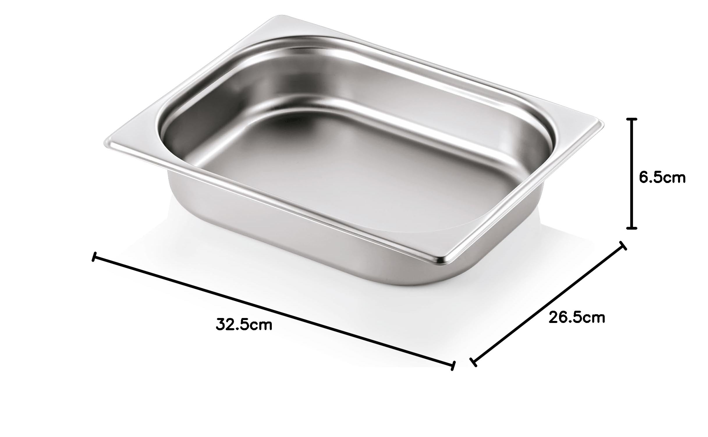 Contenitore GN 1/2 da 65 mm con capacità di 3,5 litri, in acciaio inox | resistente a temperature da -40 °C a 300 °C | gastronomia GastroNorm in diverse misure a scelta