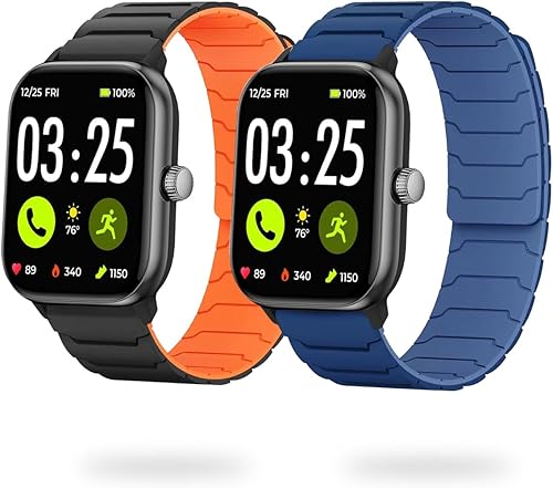 Miniatura 9 de LYSANDRA Correa magnética compatible con Spade & Co Health Smartwatch 4, correa magnética fuerte deportiva de silicona para Spade Co Health Negro