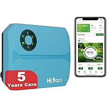 Smart Sprinklers Controller WiFi, Irrigation Controller Easy Use App Enabled, 4 Zone + 16 Plans, Save Water Auto Skip Rain, Freeze &amp; Wind, 10 Minutes Install (Light Blue)