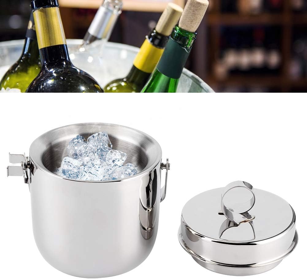 Portable Ice Bucket, Ice Barrel, Wine Ice Barrel, Stainless Steel Double Walled Ice Bucket Wine Champagne Container Drinkware Bar Accessory Bar KTV Utensils Supplies