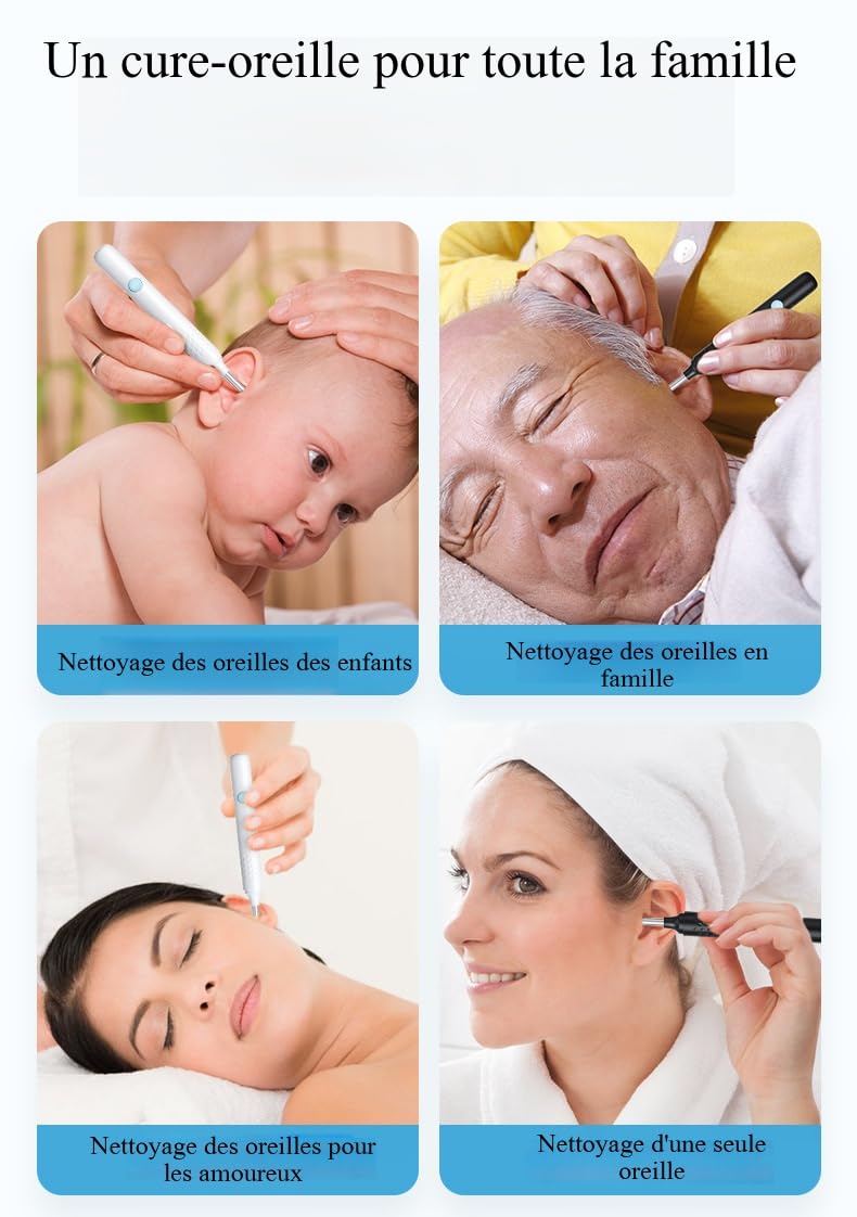 Earo Vision 1.0 - Hygiène Auditive Révolutionnée A Vie Otoscope Avec Cure Caméra Oreille 1080P HD Nettoyage, 3,5 mm Etanche, Compatible iOS et Android (noir)