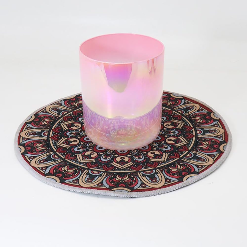 8 inch Alchemy Crystal Singing Bowl, Pink Sound Bowl Chakra Bowl, Gift For Yoga Meditation & Sound Healing, With Acrylic Striker & O-ring, Blanket(G Note)
