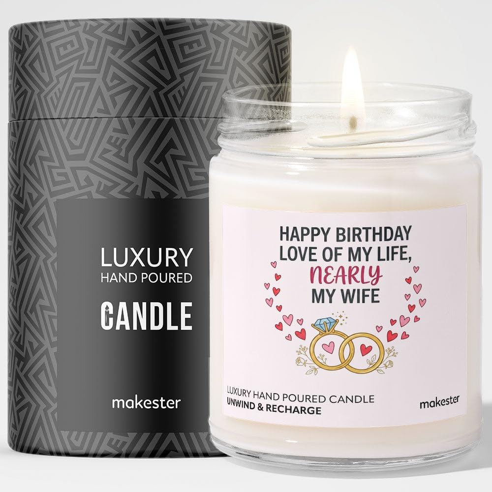 Gift for Fiance Female - Luxury Soy Wax Candle - Vanilla, Jasmine, Sugared Almond - Makester — image 1