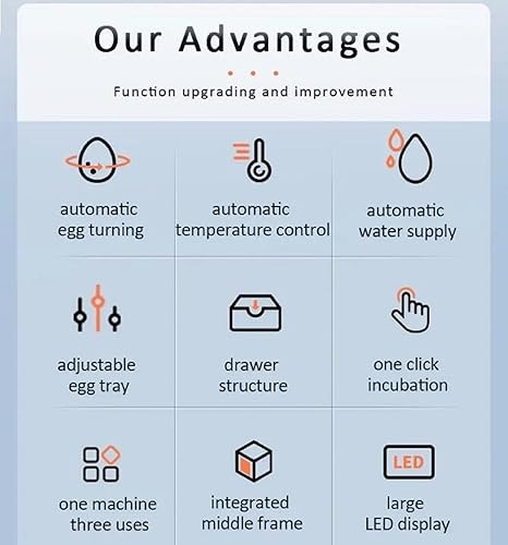 Miniatura 3 de Incubadora automática para incubar huevos, incubadora de huevos con control de temperatura y pantalla de humedad, rotación automática de huevos,