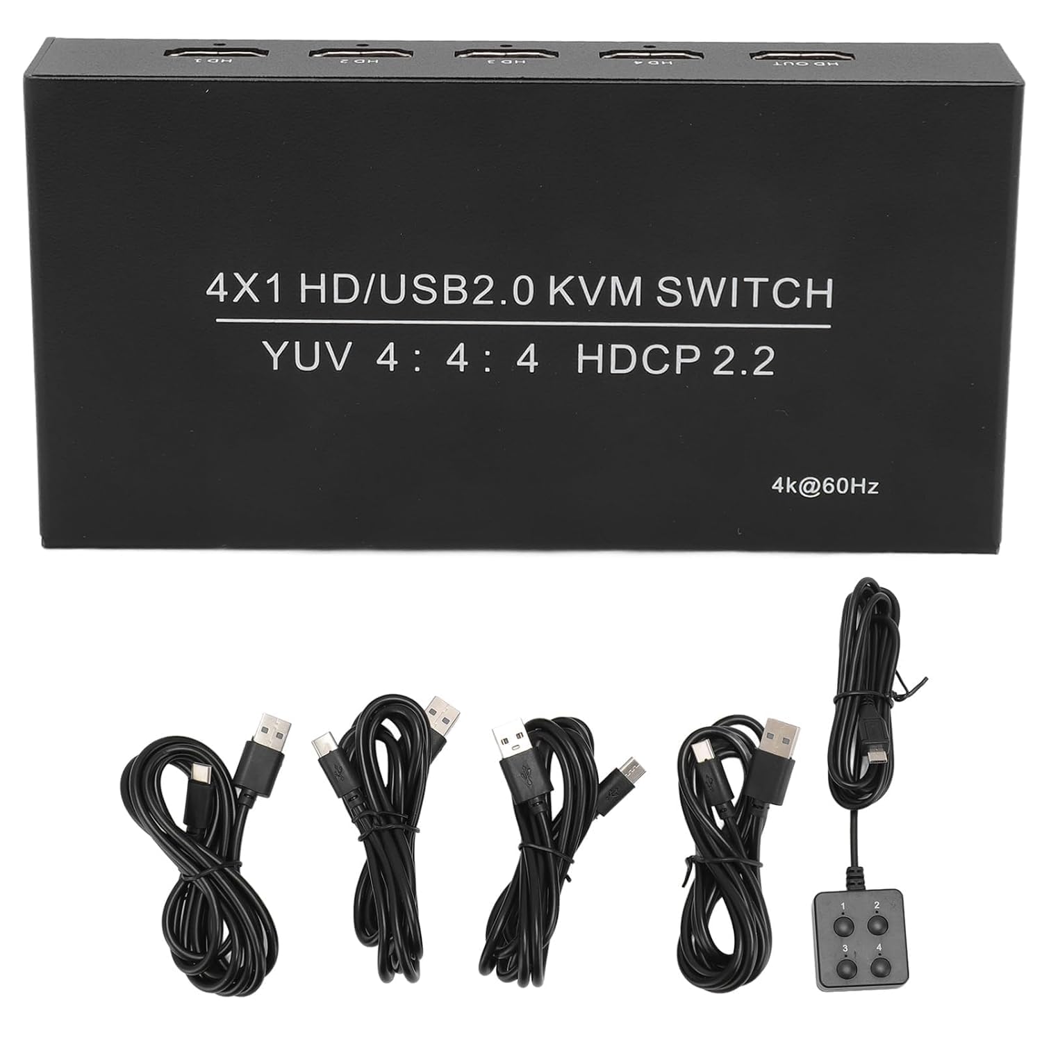 Atdaraz 4K 60hz HDMI KVM SWITCH 4x1 kvm hdmi usb switch 4 in 1 out with 4-port usb hub for 4 pc share monitor support desktop controller-picture-26