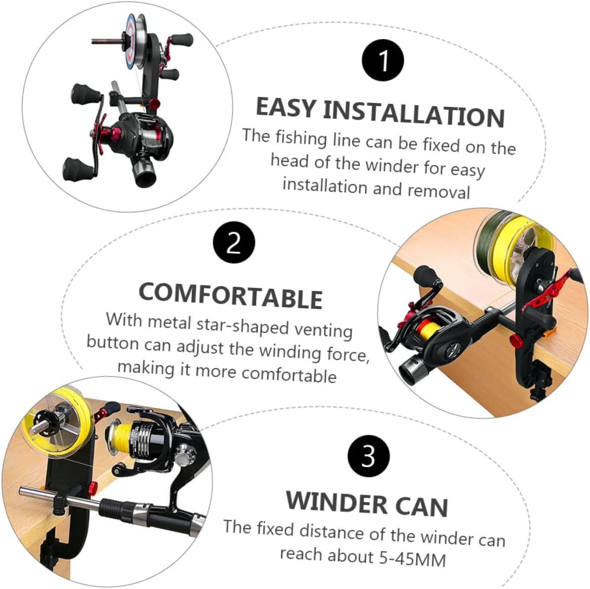 Portable Fishing Line Spooler Adjustable Reel Winder System for Easy Setup Compact Fishing Tool for Installation