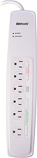 Southwire Woods Energy Saving Surge Protector Power Strip - 1080J Protection - 80 Foot Wireless Remote Control - 6 Outlets - White - 3 Foot Cord