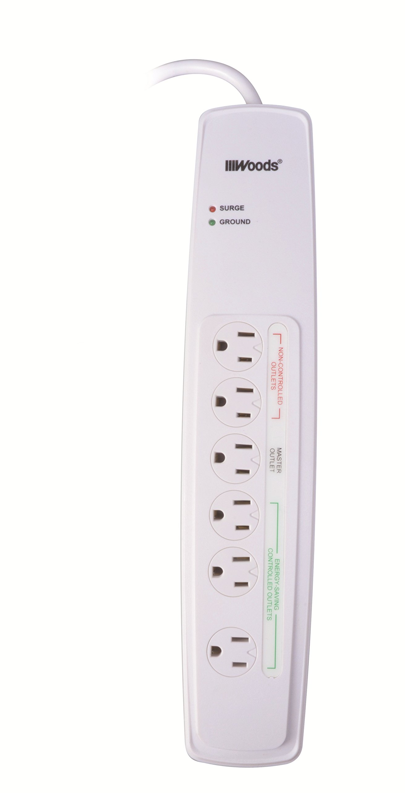 Woods 41704 6-Outlet Energy Saving Surge Strip with 3‚Äô Cord and 1780J of Surge Protection