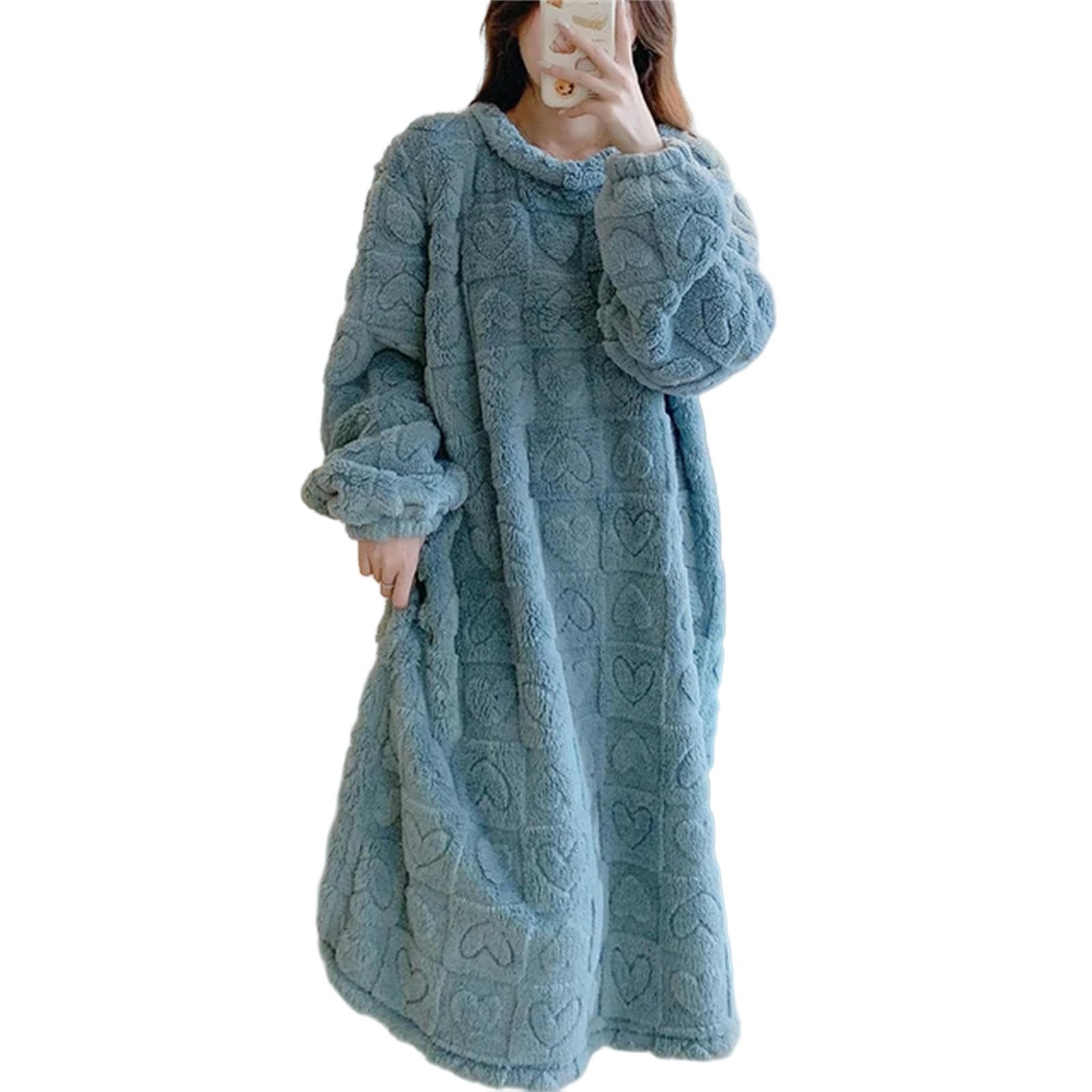 MdybF Halloweenowa piżama sukienka dla grubej 5XL dla kobiety zimowa koszula nocna damska koralowa aksamitna długa gruba duża 5XL