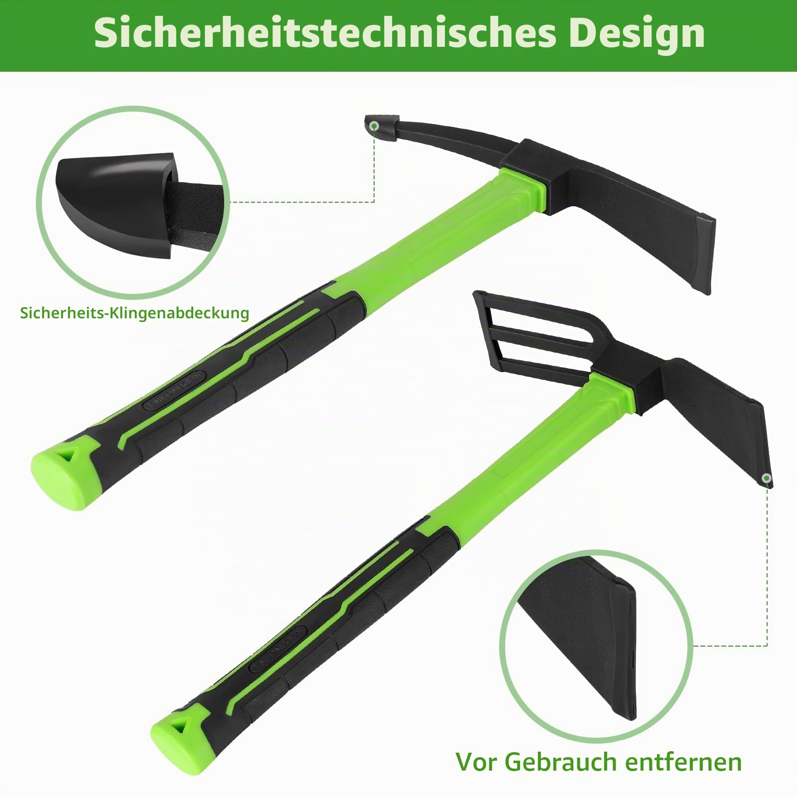 2pcs Spitzhacke 38cm Gartenhacke rutschfeste Komfortgriffe für Gartengeräte Spaten Garten