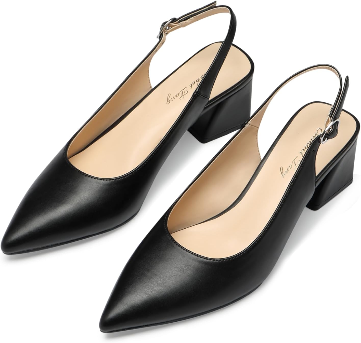 GENSHUO Women's Slingback Closed Toe Block Chunky Low Heel Pumps - 2.36 Inches Office Wedding Party Dress Shoes - Image 5