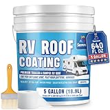 RV Roof Sealant 5 Gallon, White RV Roof Coating Kit, RV Roof Sealant White Waterproof Solar Reflective & Leak Repair for Trailers Campers Motorhomes