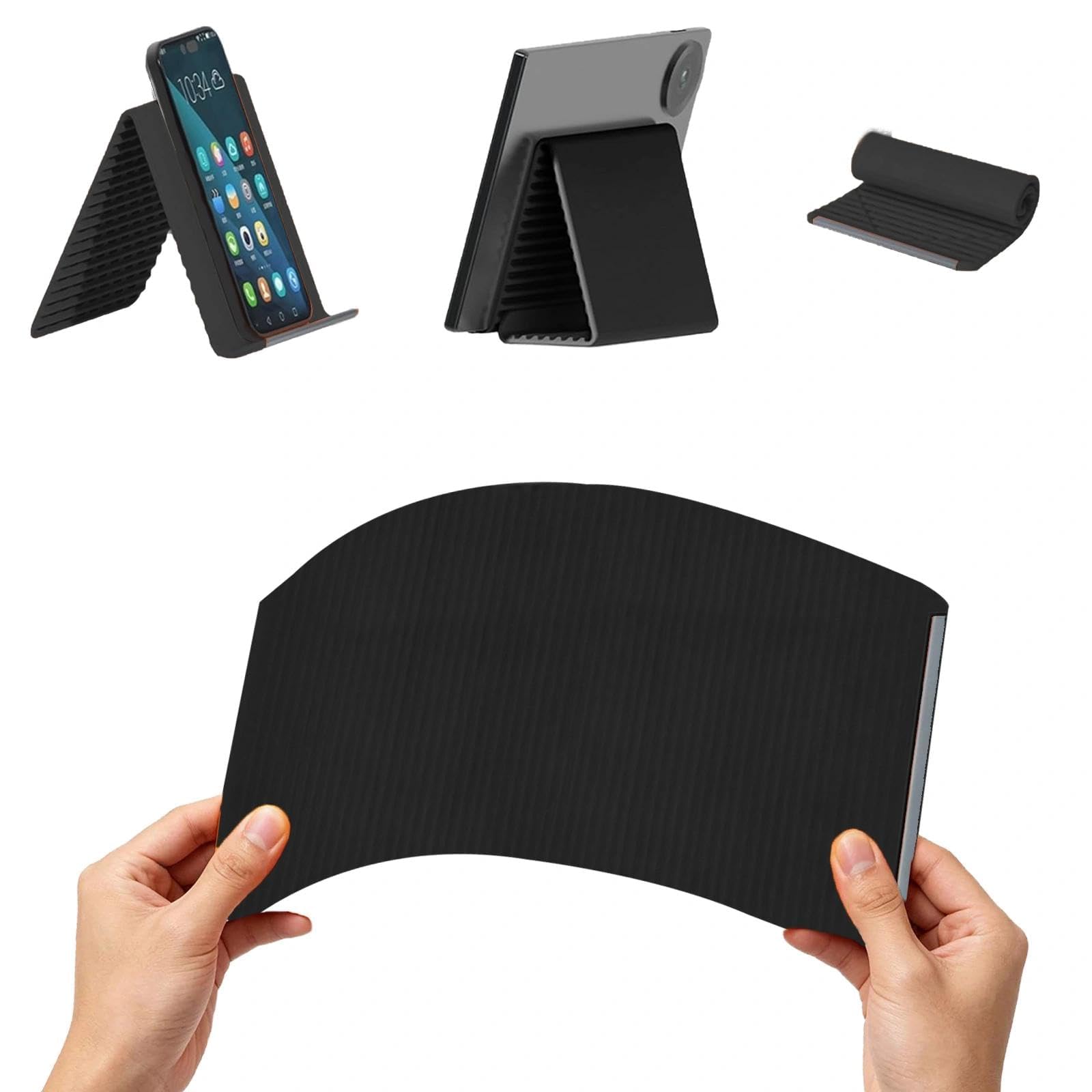 Tragbarer, faltbarer Silikon-Handyhalter, flexibler Silikon-Aluminium-Handyständer, biegbares, rollbares, faltbares Design, Multi-Winkel verstellbarer Ständer für Mobiltelefone, frei verstellbare