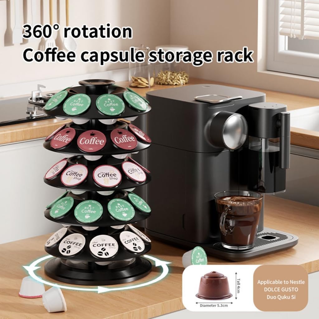 Sturdy ABS Coffee Storage Rack Stores 40 Pods Rotating Design