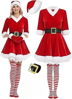 [COSSA] サンタ コスプレ レディース 可愛い サンタコス 衣装 帽子 靴下付き クリスマス コスチューム 大きいサイズ 演出服 イベント パーティー 舞台 新年会 文化祭
