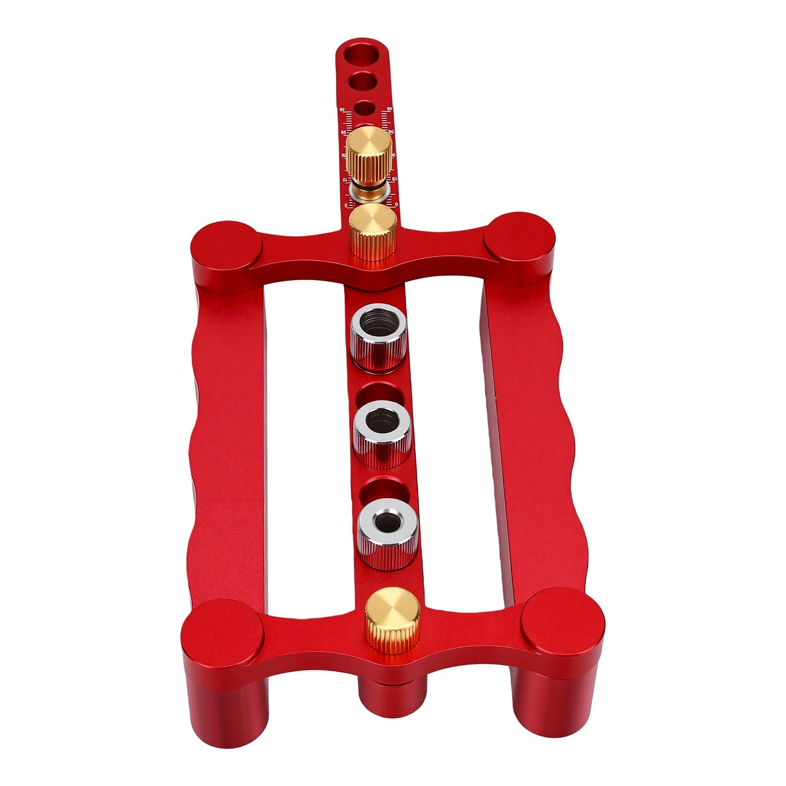 Asixxsix Centratore per Tasselli Autocentrante, 6/8/10mm Guida Fori con Boccole in Acciaio, Utensile Regolabile per Falegnameria per Mobili Armadi, 20-65mm Spessore Legno