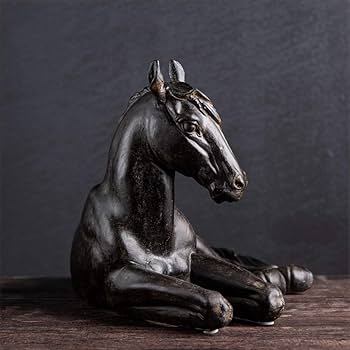 Amazon.co.jp: 置物の馬の装飾像、横になっている馬の横臥位の馬