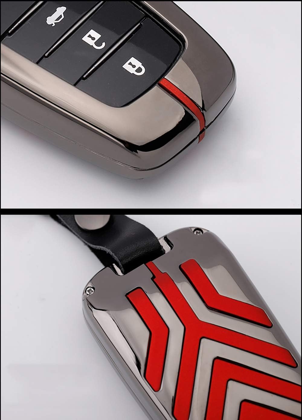 ontto Flip Key Fob Cover Metal Key Case Skin Shell Holder with Keychain Fit for Toyota Camry Highlander Corolla RAV4 3 Button Black