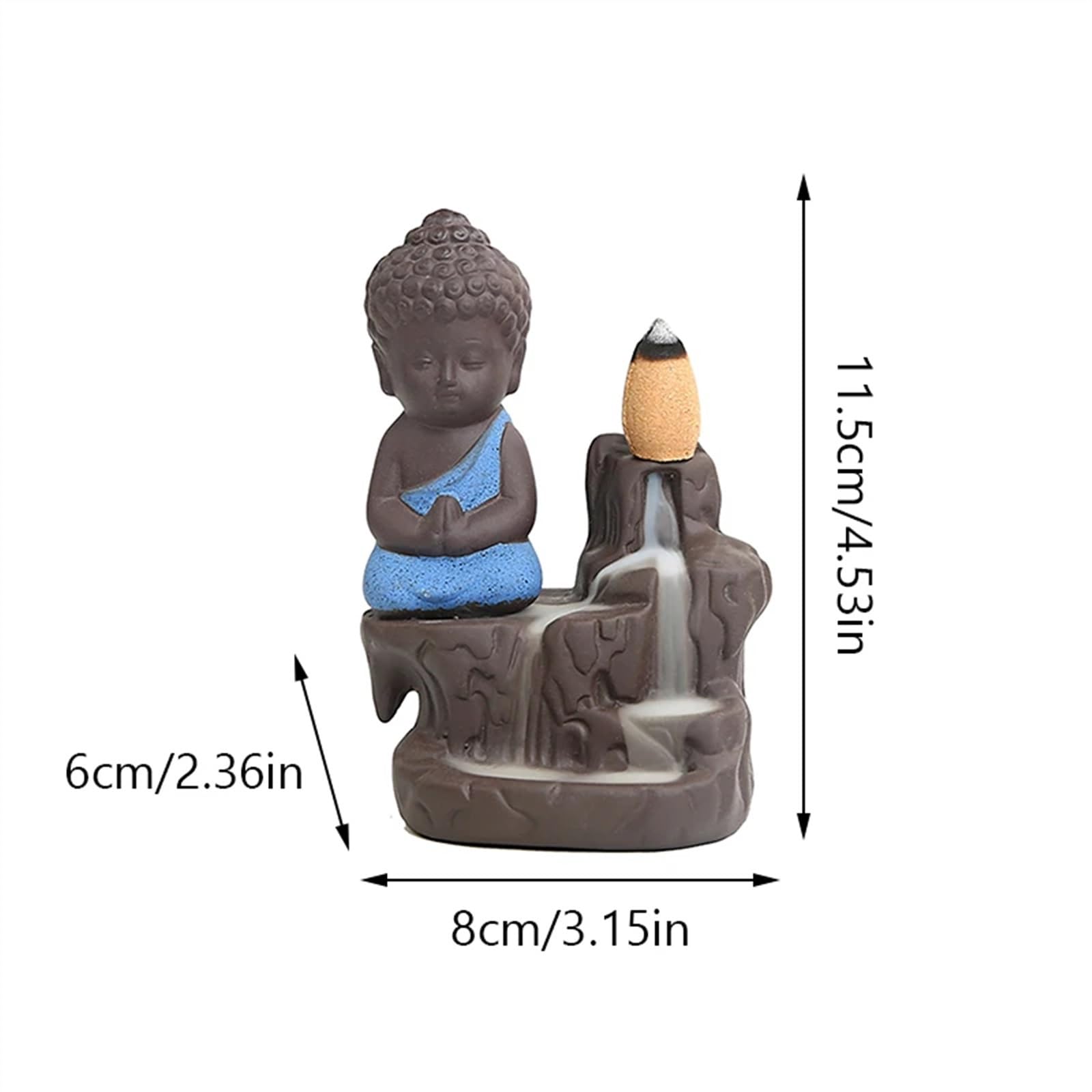 Bruciatore di incenso Creativo Bruciatore di Incenso Fumo Cascata il Piccolo Monaco Piccolo Buddha Bruciatore di Incenso Titolare Censer Casa Decorazioni Da Tavola Artigianato Portaincenso(A)