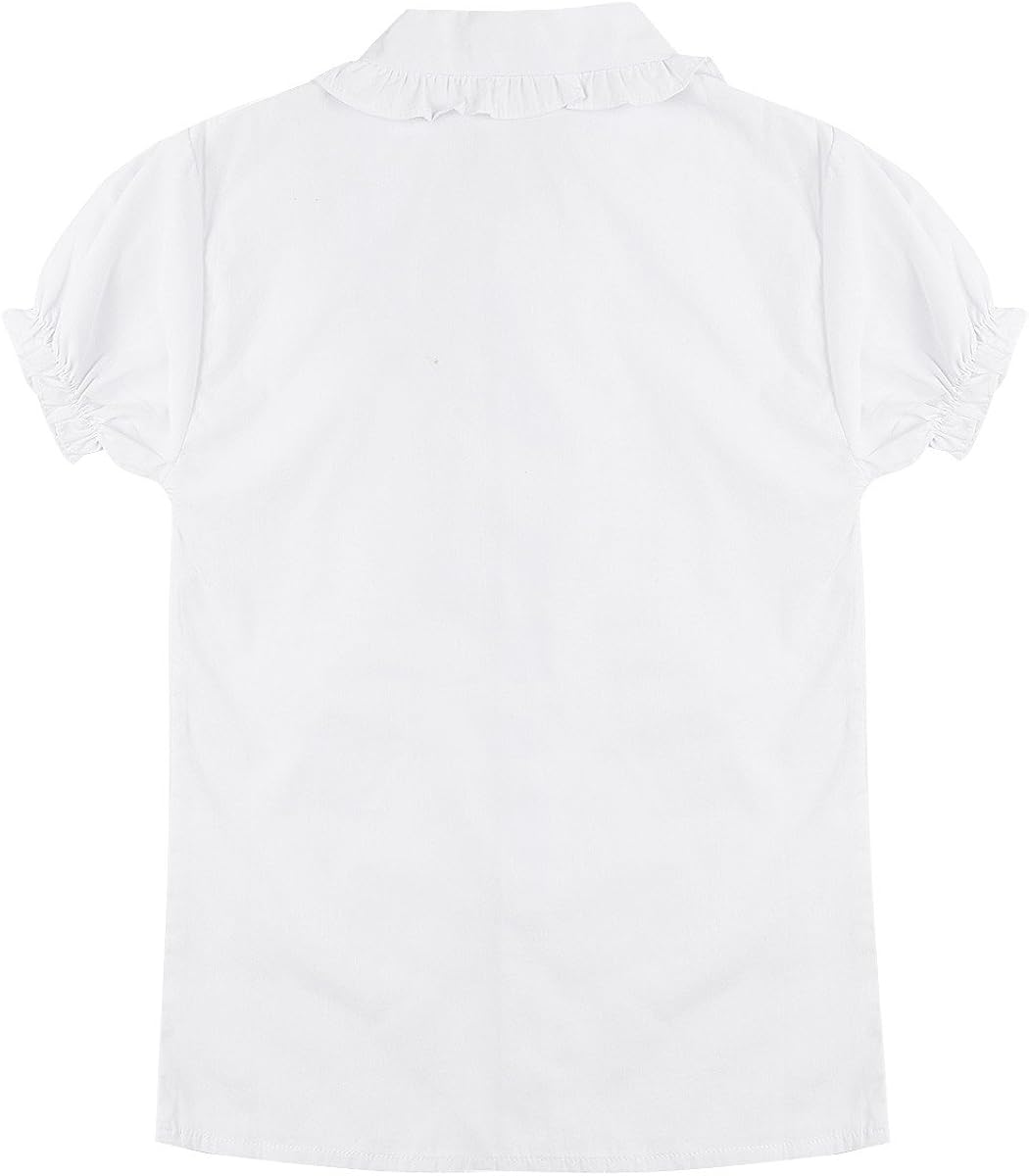 iiniim Girls' White Short Puff Sleeve Button-Down Shirt Blouse School Uniforms: Clothing, Shoes & Jewelry