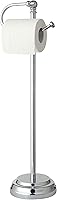 SunnyPoint Free Standing Toilet Paper Holder Stand - Weighted Base, Raised Feet, Chrome Finish for Clean Bathroom Storage