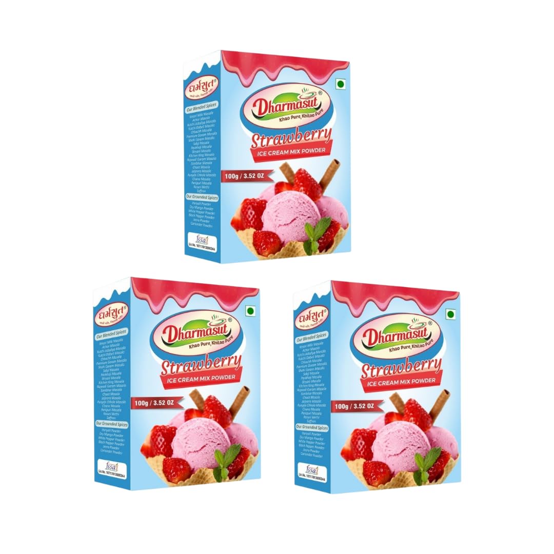 Dharmasut Strawberry Ice Cream Mix Powder 100g (Pack of 3) Amazon.in