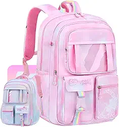 Mochila Infantil Menina Reforçada Impermeável, Bolsa Feminina Grande, Multi Compartimentos, Escolar, Passeio, Viagem