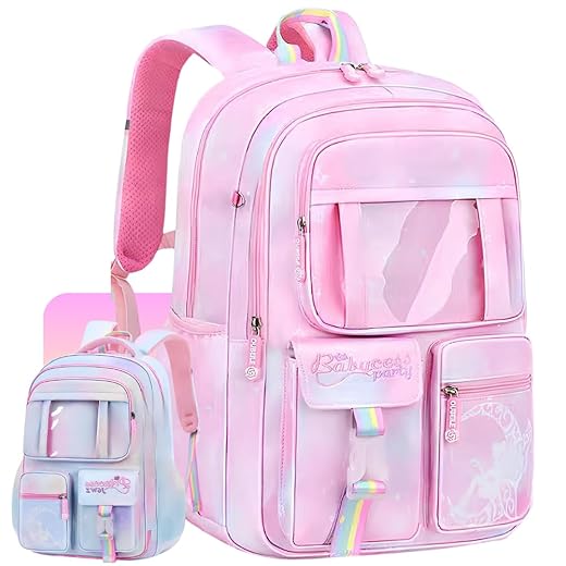 Mochila Infantil Menina Reforçada Impermeável, Bolsa Feminina Grande, Multi Compartimentos, Escolar, Passeio, Viagem