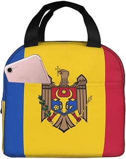 QWVBNFlag of Moldova Thickened Aluminium foil Lunch Bag with Handle, retains Heat and Freshness, Ideal for Commuting and picnics.