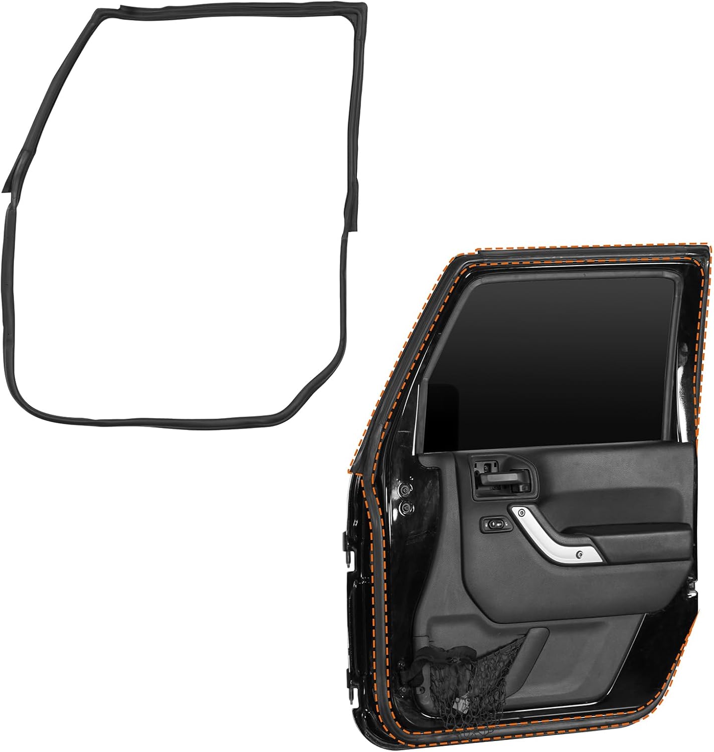 Hooke Road Front Full Door Weatherstrip Seal Right Passenger Side for 2007-2018 Jeep Wrangler JK, Rubber Sealing Strip OEM Replacement 55395274AW