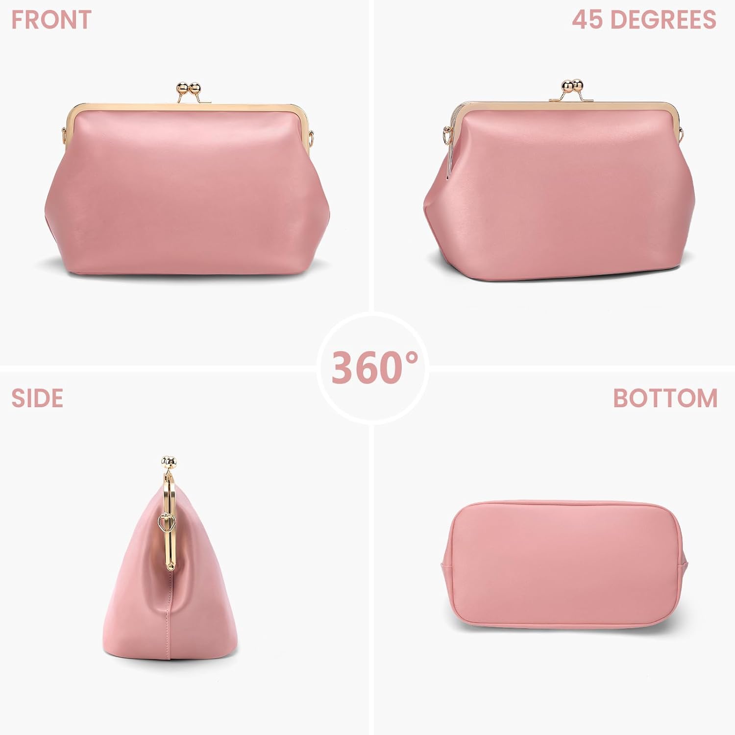 Women's Kiss Lock Crossbody Bag PU Medium Handbags Kiss Clasp Crossbody Shoulder Bags Tote Purse Messenger Handbag - Image 3