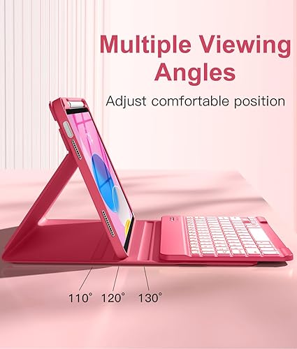 Vista 53 de Hamile Funda para iPad de 11ª y 10ª generación con teclado - 7 colores retroiluminados Inalámbricos Desmontable Folio Funda de teclado con soporte