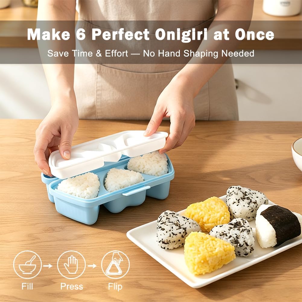 6-in-1 Onigiri Mold with Rice Spoon, Triangle & Heart Sushi Rice Ball Maker image 3