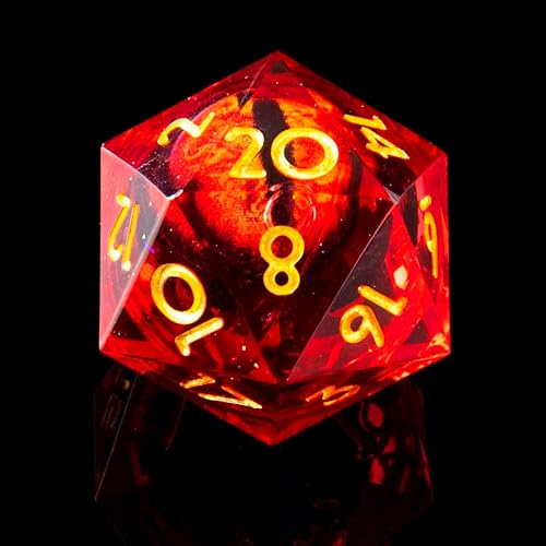 Miniatura 2 de YEMEKO Beholder'S Eye D20 - Dados Dados DND de ojo de dragón individuales con borde afilado de resina de 20 caras D&D, poliédricos hechos a mano de