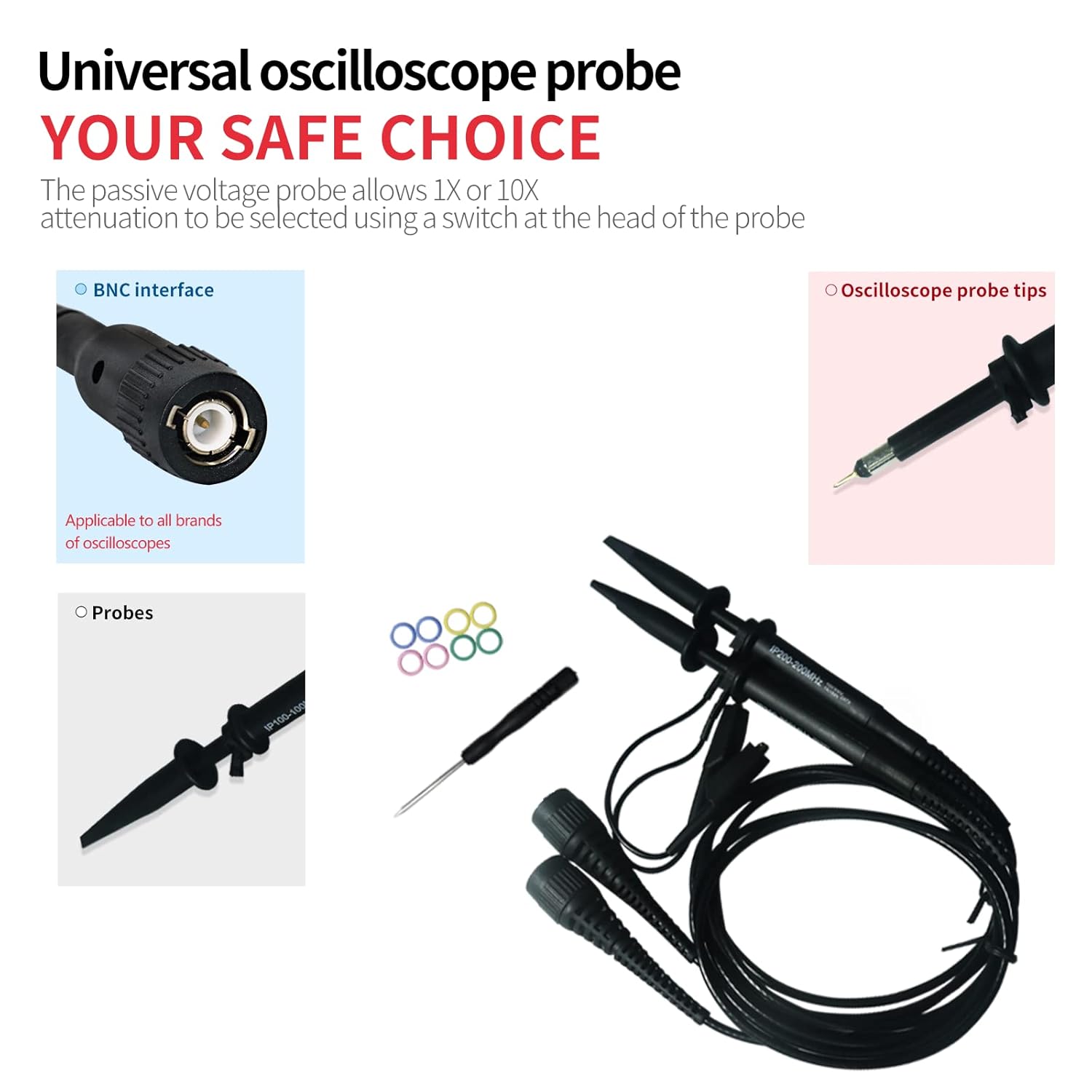 100 MHz Oscilloscope Probe 10x Attenuation Black MATRIX IP2210