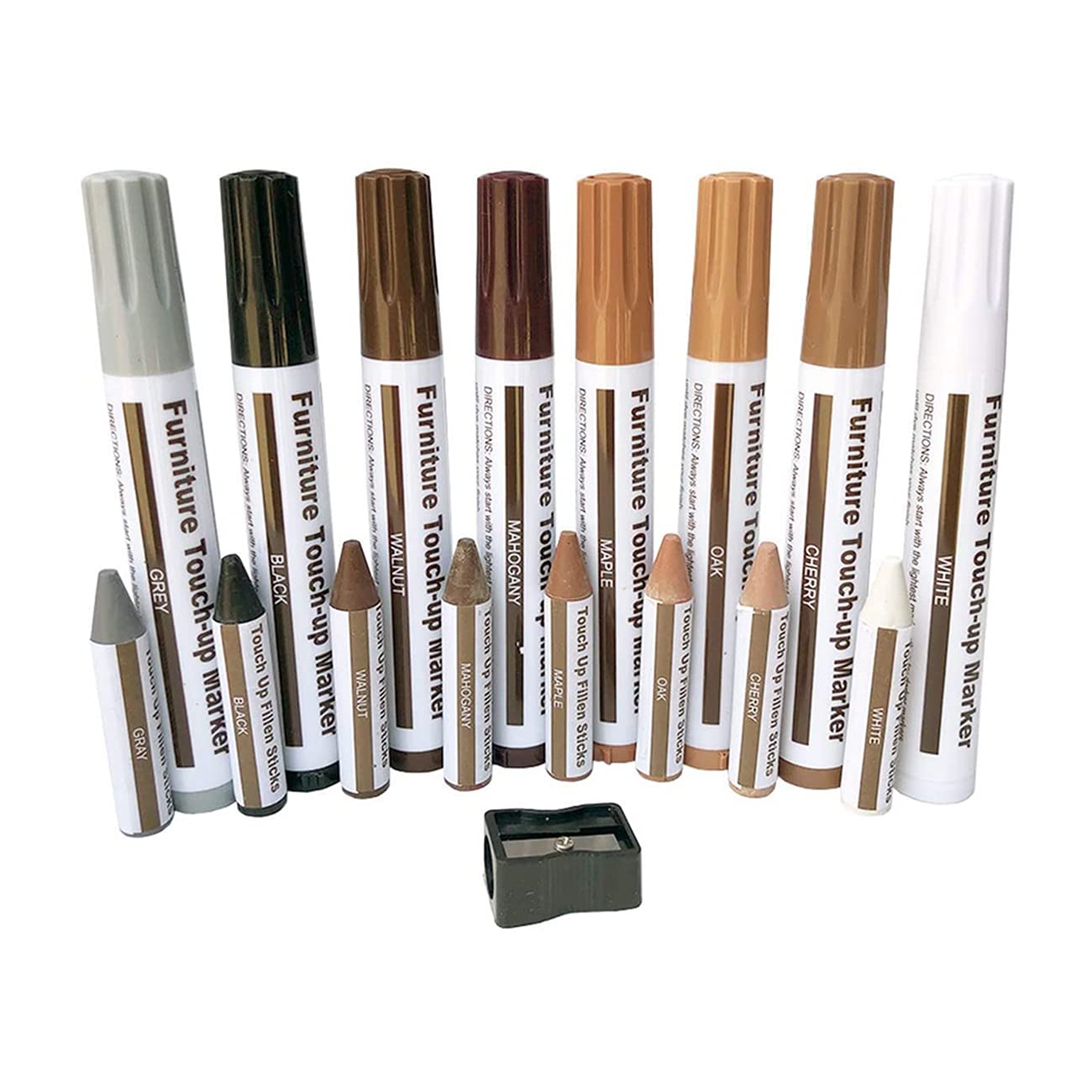 Jkjhbhged Furniture Repair Kit Wood Markers - Set of 17 - Markers and Wax Sticks with Sharpener Kit, for Scratches, Wood Floors