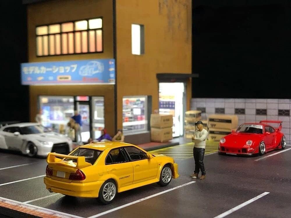 Amazon.co.jp: ジオラマ 1/64 カーガレージモデル 都市背景 駐車場 LED