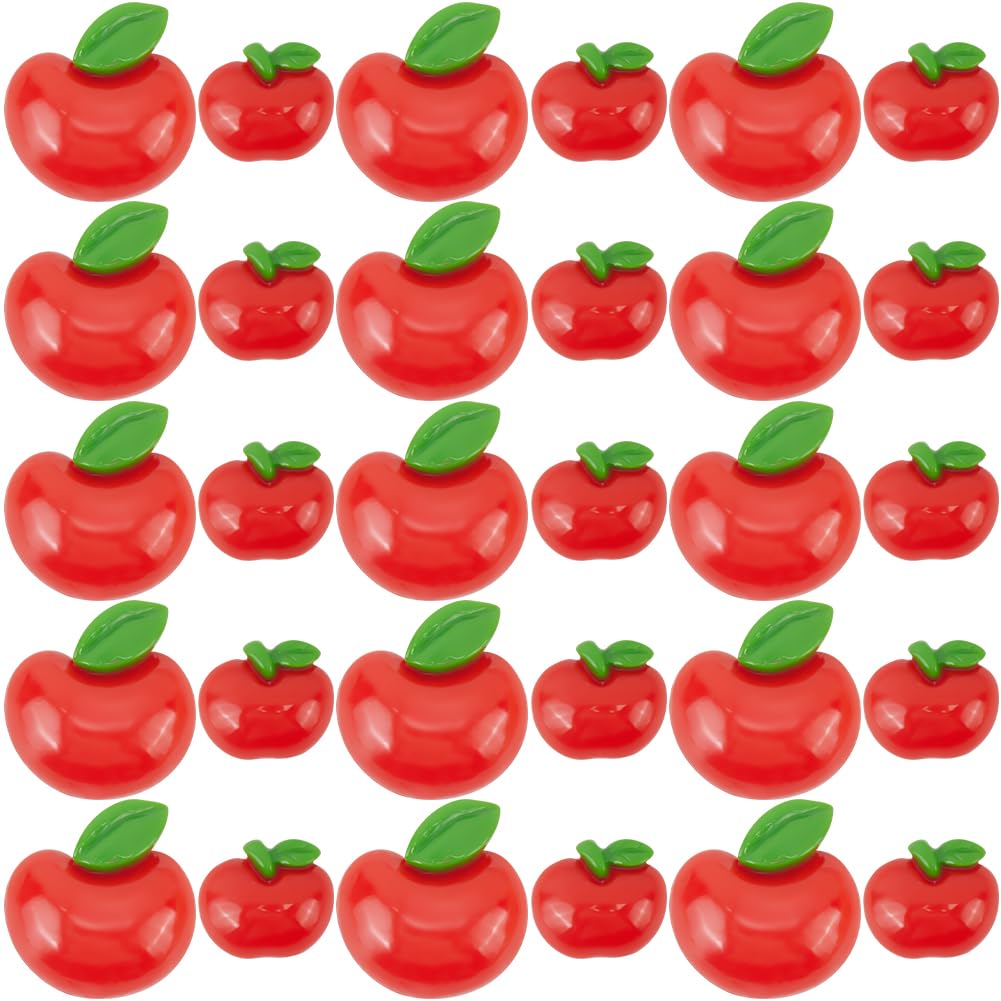 SUNNYCLUE 80Pcs Fruit Cabochons Bulk Red Resin Charms Flatback 3D Cute Fruits Apples Shaped Food Small Decorations Cabochon Charm for DIY Crafting Jewellery Making Embellishments School Accessories