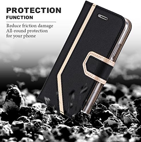 FYY Leather Case with Mirror for iPhone Xs (5.8") 2018/iPhone X/10 2017, Leather Wallet Flip Folio Case with Mirror and Wrist Strap for iPhone Xs (5.8")/iPhone X/10 Black