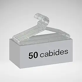 Kit 50 Cabides Transparente Cristal 40cm Em Acrílico Reforçado E Resistente Para Roupas Alta Sustentação, Organização E Otimização De Espaço, Ideal Para Guarda-roupas, Closets E Lojas