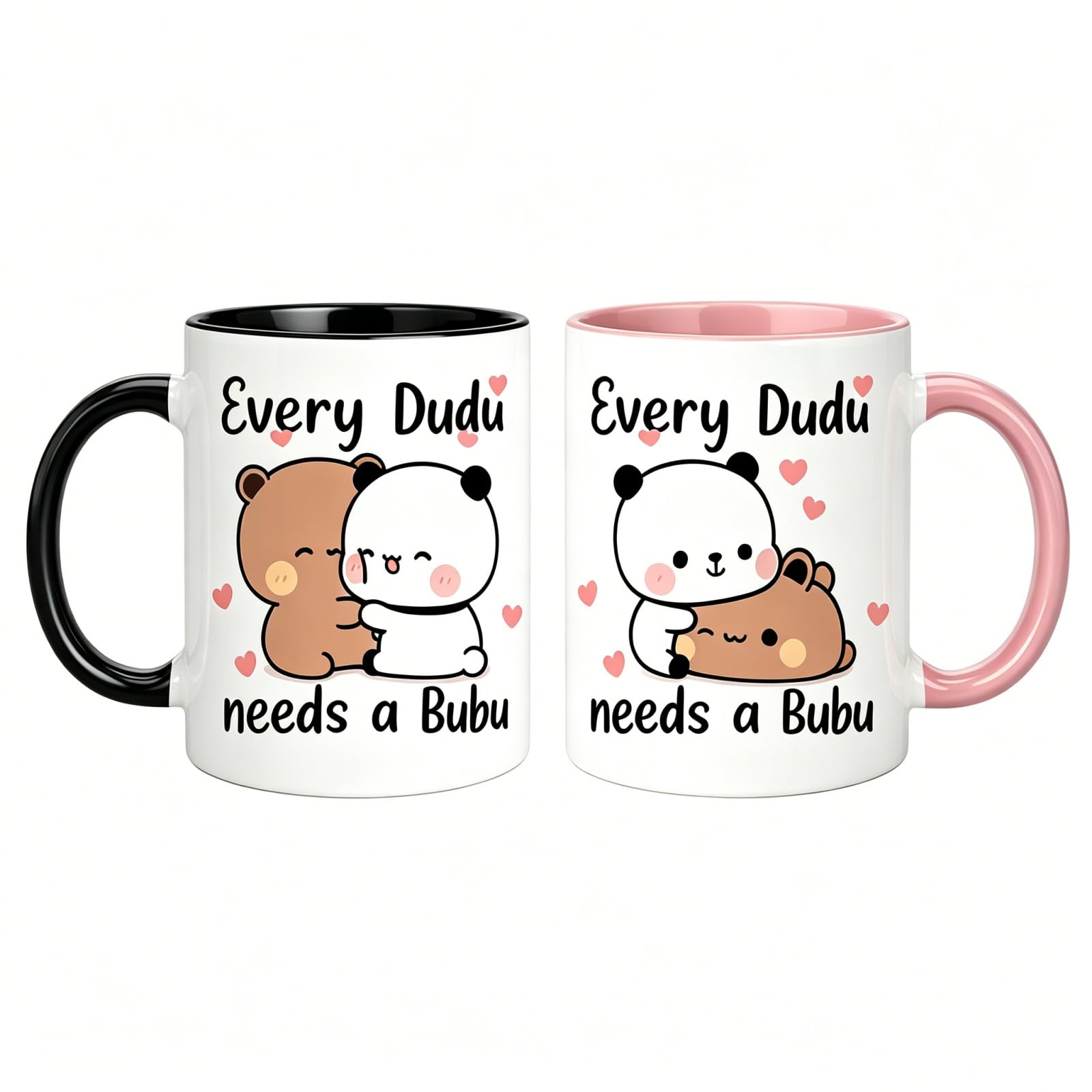 Onperpoe 2Pcs Bubu Dudu Mug Gifts for Him Her, Kawaii Bubu and Dudu Gifts for Boyfriend Girlfriend, Double-Sided Printed Mug for Valentines Day Husband Wife Couple Anniversary