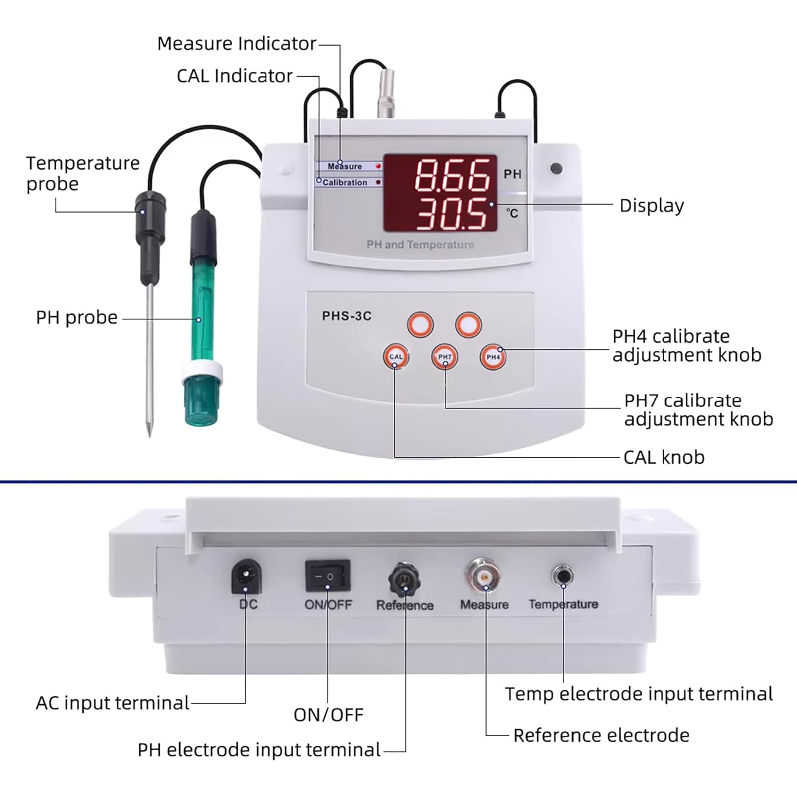 Medidor De PH De Laboratorio De Escritorio, Medidor De PH Profesional, ± 0.01 PH Precisión Y Electrodos De PH/Temp 2, 2 Puntos De Calibración Automática
