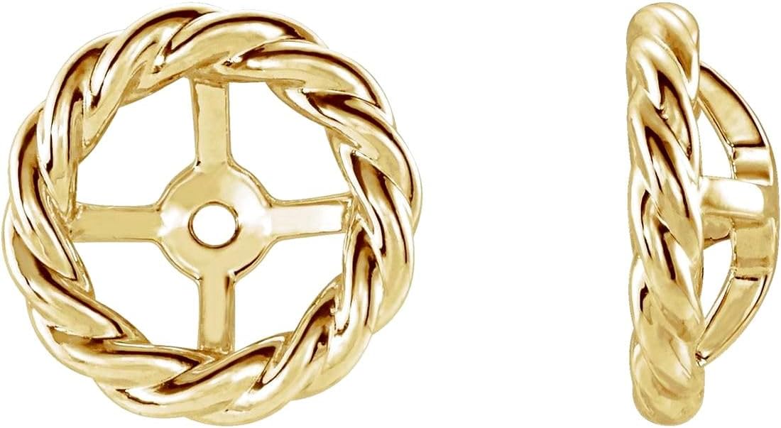 14k Yellow Gold 8mm Polished Rope Style Earrings Jackets Earring Jacket for Women
