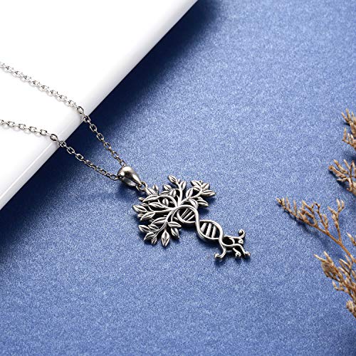 Tree of Life Infinity DNA Necklace 925 Sterling Silver Double Helix Celtic Family Tree Pendant Jewlery Graduation Science Gift2