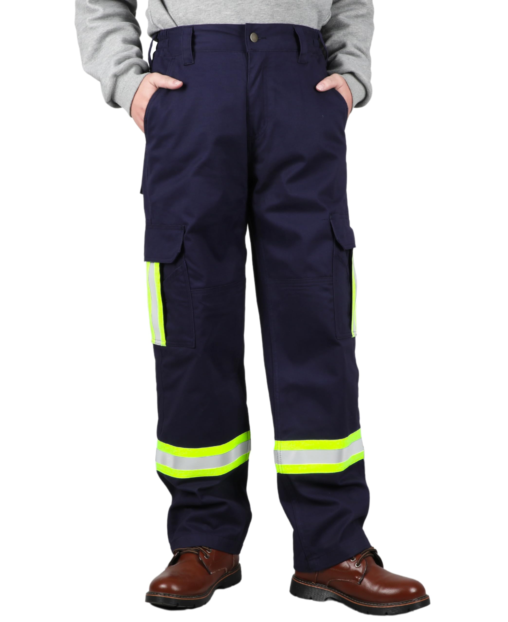 TICOMELA FR Pants High Visibility Cargo Pants NFPA2112 7.5oz Hi-Vis Flame Resistant Elastic Waist Pants