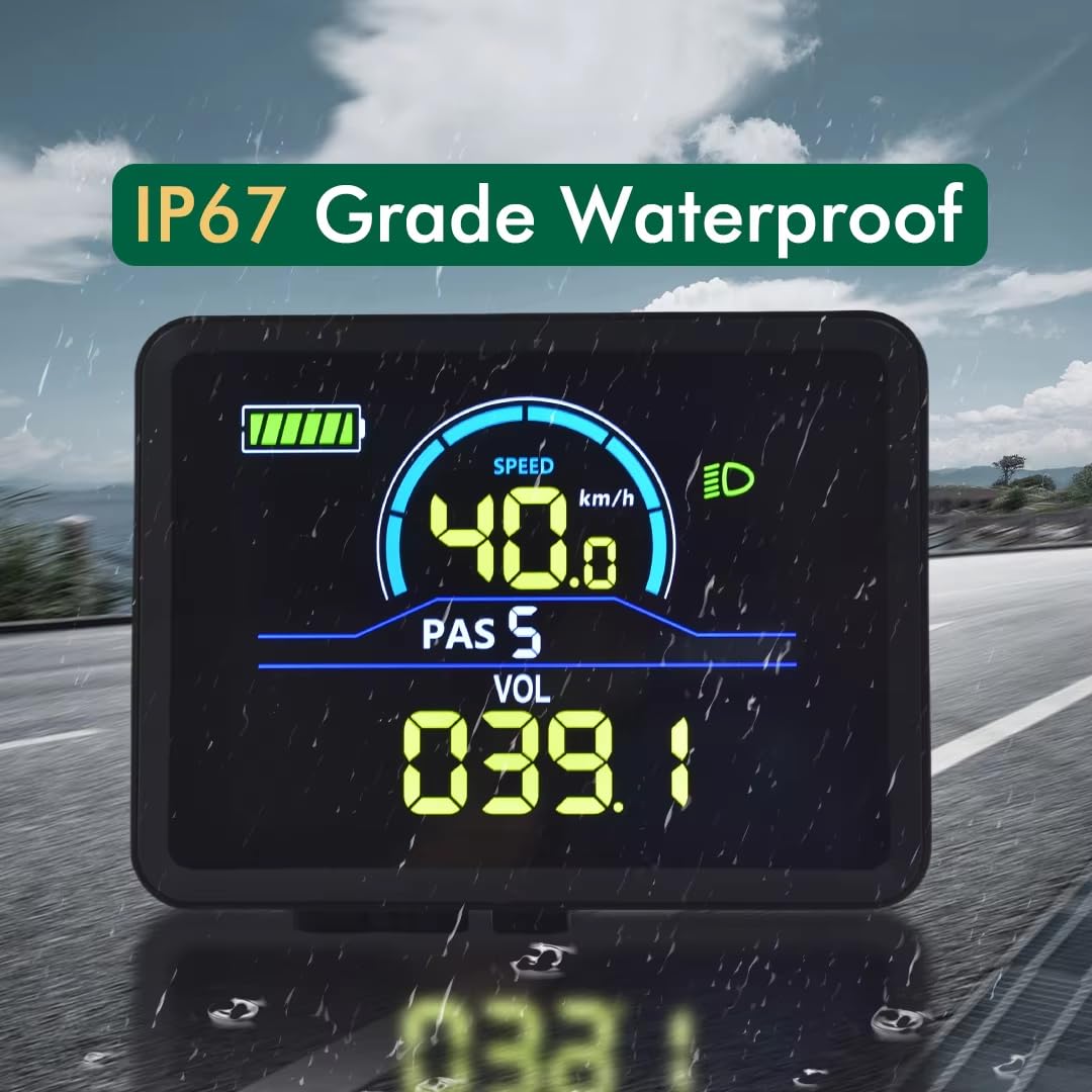 Écran de vélo électrique en plastique + métal 36 V-72 V - Écran LCD étanche NC-81F - Panneau de vélo électrique - Connecteur étanche à 5 broches - Compteur de vitesse - Odomètre pour scooter